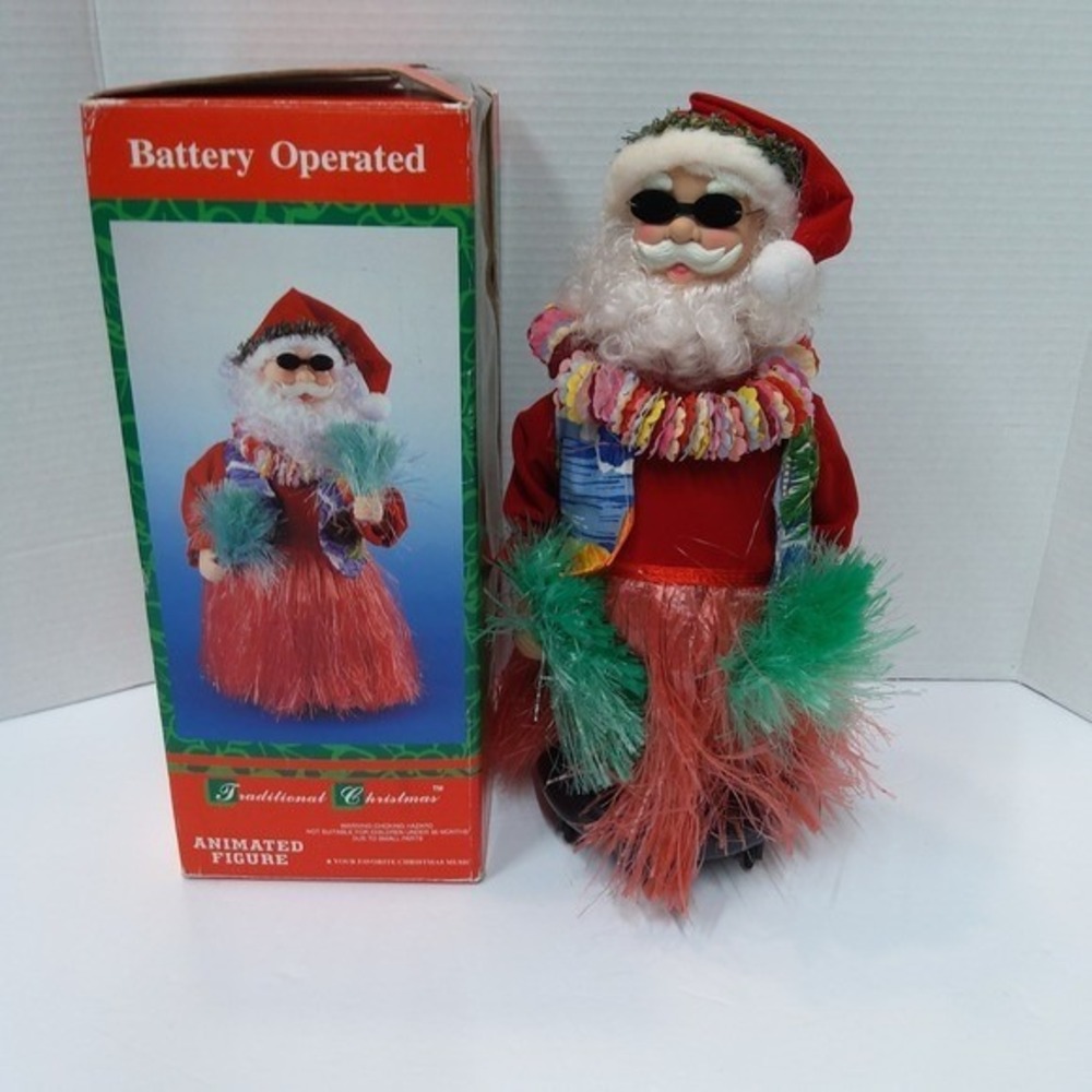 Vintage Rocking Hula Santa Dancing & Singing Hawaiian Santa - Picture 4 of 5